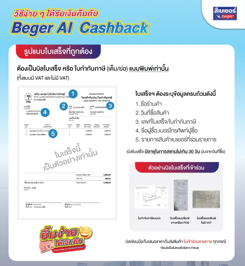 ตัวอย่างรูปแบบใบเสร็จ