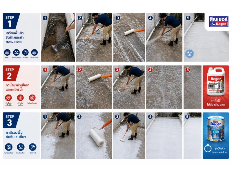 วิธีแก้ดาดฟ้ารั่วซึมstep-by-step